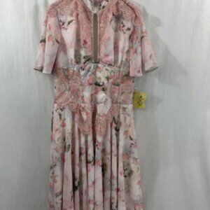 Corset Story Floral Pink Handkerchief Hem Dress Womens 36" Victorian Cottagecore